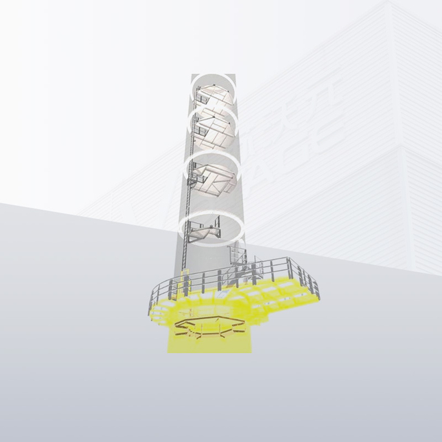 Turmplattformen – Befestigung innerhalb der äußeren Turmplattform